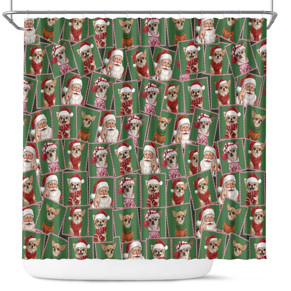 Chihuahua Santa Clau Christmas Shower Curtain Xmas Holiday Patterns - Wonder Print Shop
