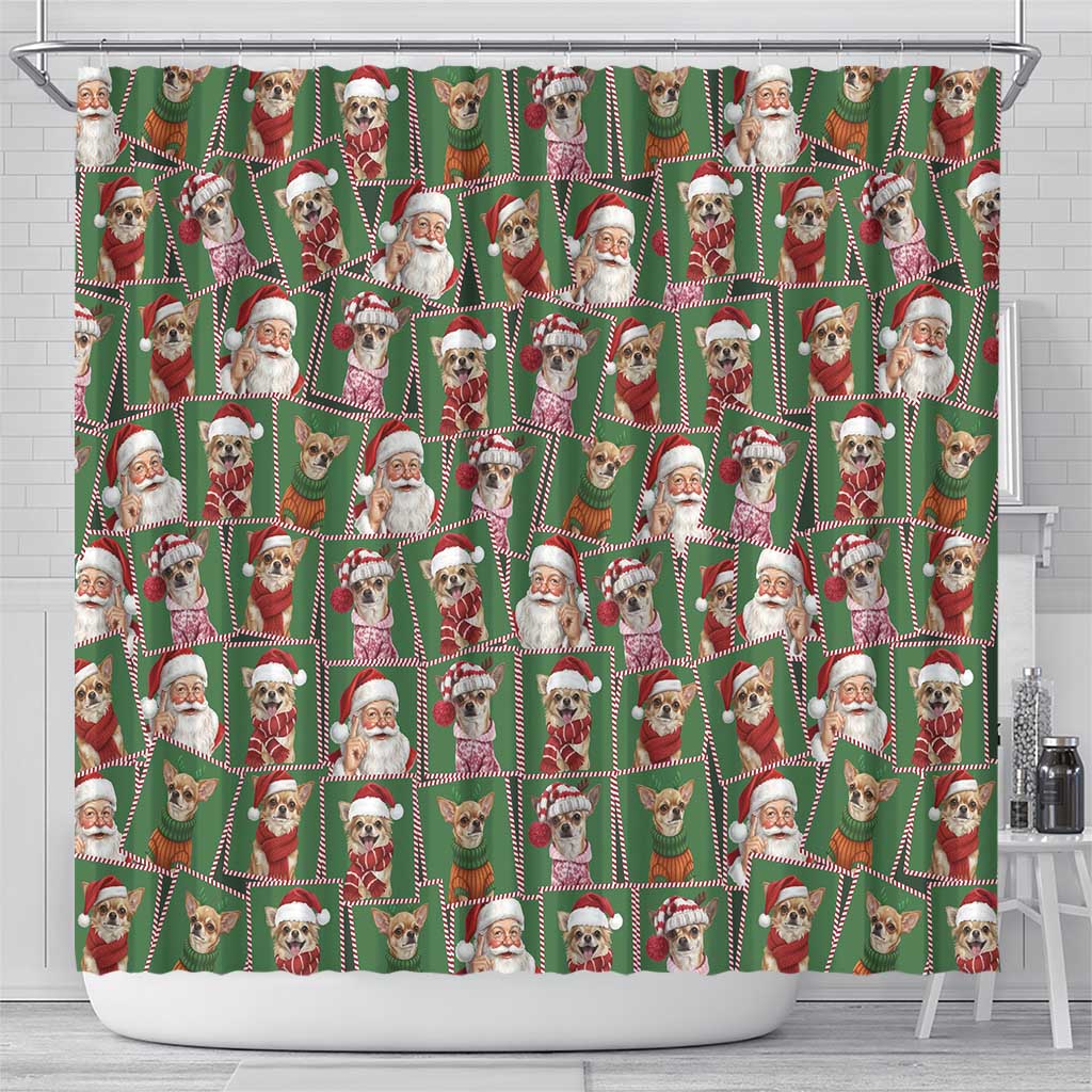 Chihuahua Santa Clau Christmas Shower Curtain Xmas Holiday Patterns - Wonder Print Shop
