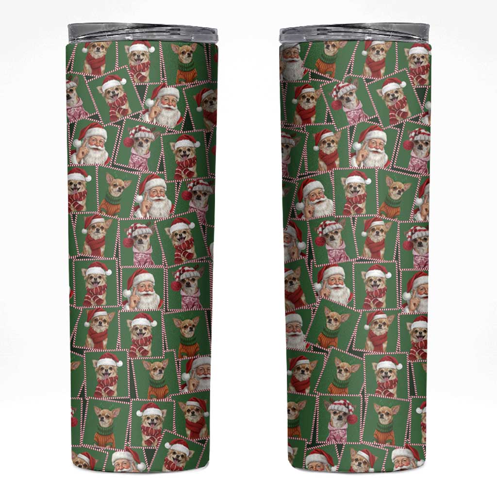 Chihuahua Santa Clau Christmas Skinny Tumbler Xmas Holiday Patterns - Wonder Print Shop