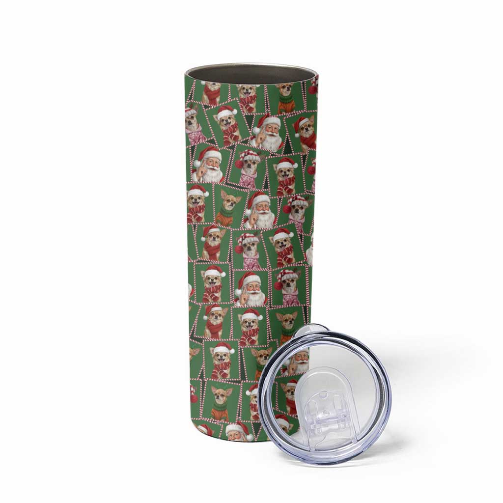 Chihuahua Santa Clau Christmas Skinny Tumbler Xmas Holiday Patterns - Wonder Print Shop
