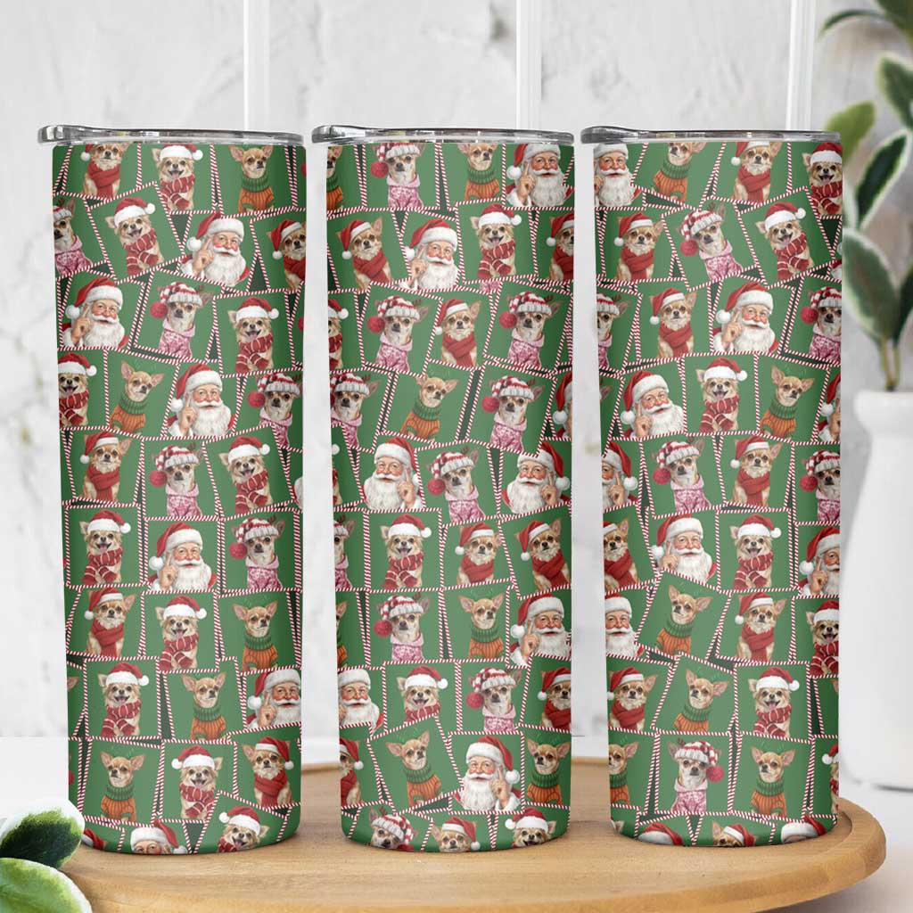 Chihuahua Santa Clau Christmas Skinny Tumbler Xmas Holiday Patterns - Wonder Print Shop