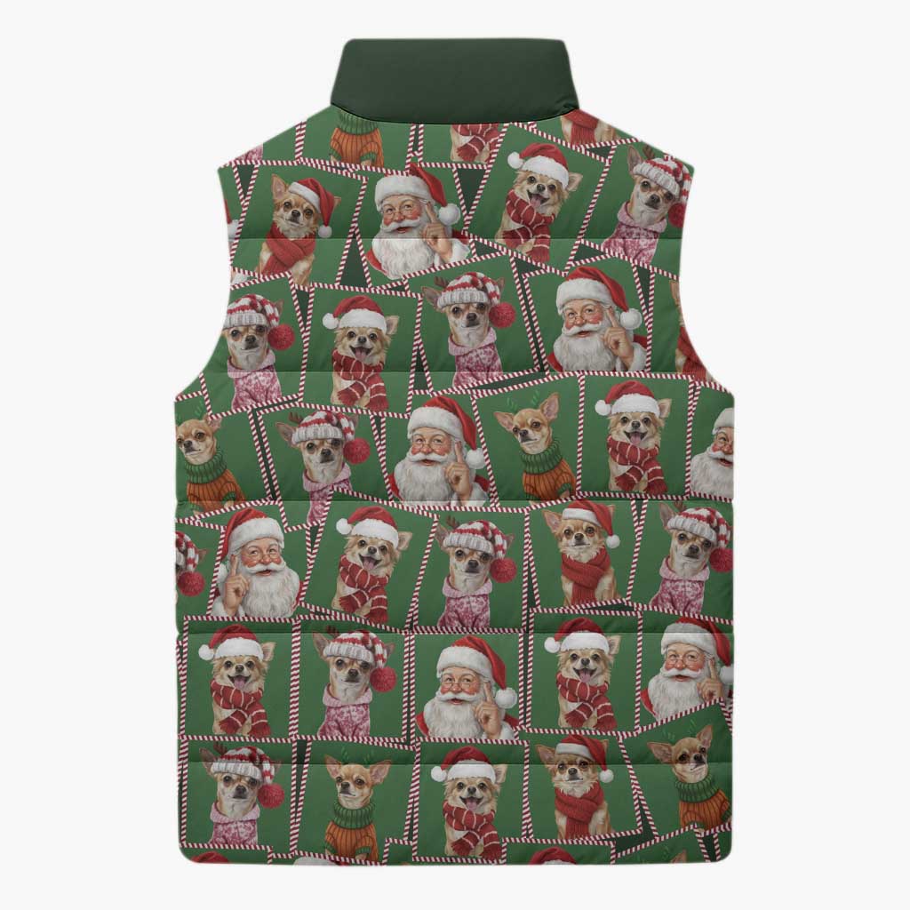 Chihuahua Santa Clau Christmas Sleeveless Puffer Jacket Xmas Holiday Patterns - Wonder Print Shop