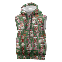 Chihuahua Santa Clau Christmas Sleeveless Zip Hoodie Xmas Holiday Patterns - Wonder Print Shop