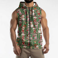 Chihuahua Santa Clau Christmas Sleeveless Zip Hoodie Xmas Holiday Patterns - Wonder Print Shop