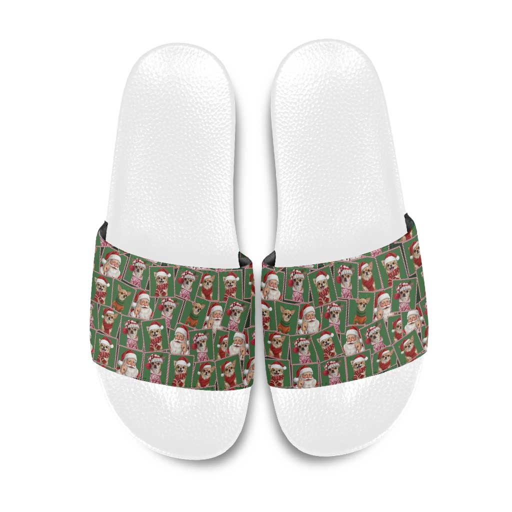 Chihuahua Santa Clau Christmas Slide Sandals Xmas Holiday Patterns - Wonder Print Shop