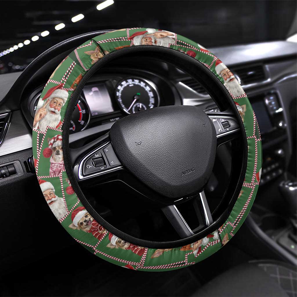Chihuahua Santa Clau Christmas Steering Wheel Cover Xmas Holiday Patterns - Wonder Print Shop