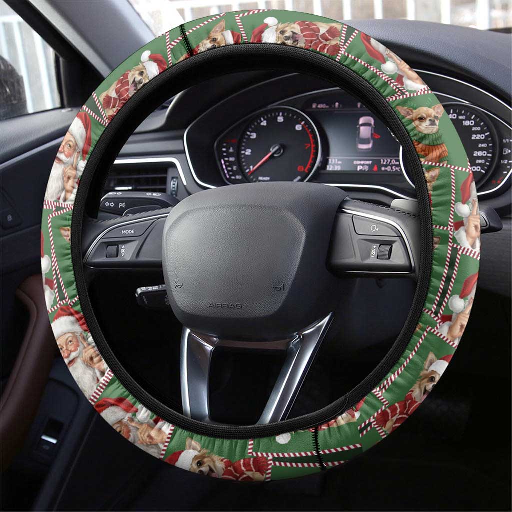 Chihuahua Santa Clau Christmas Steering Wheel Cover Xmas Holiday Patterns - Wonder Print Shop