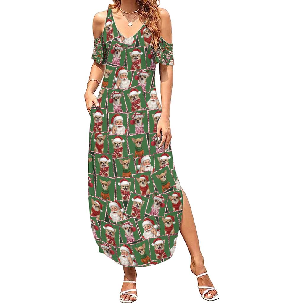 Chihuahua Santa Clau Christmas Summer Maxi Dress Xmas Holiday Patterns - Wonder Print Shop
