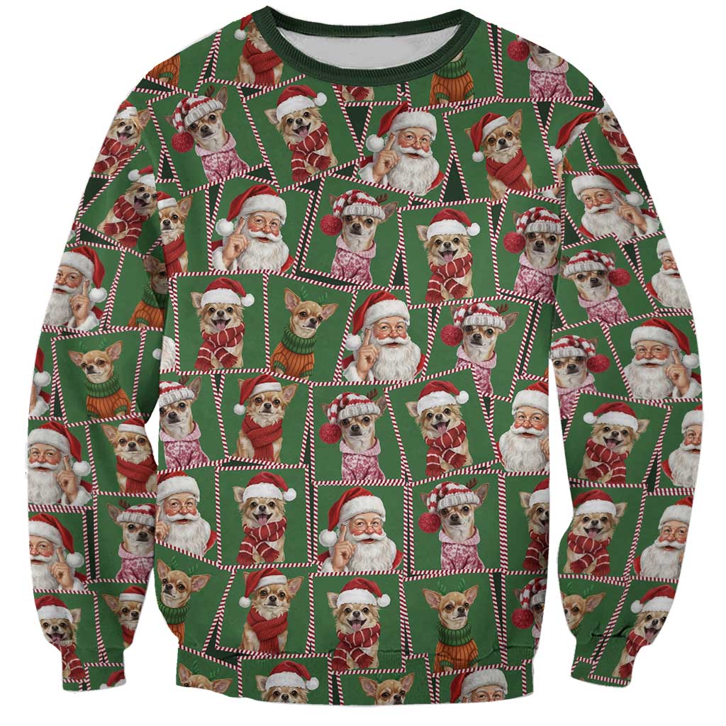 Chihuahua Santa Clau Christmas Sweatshirt Xmas Holiday Patterns - Wonder Print Shop