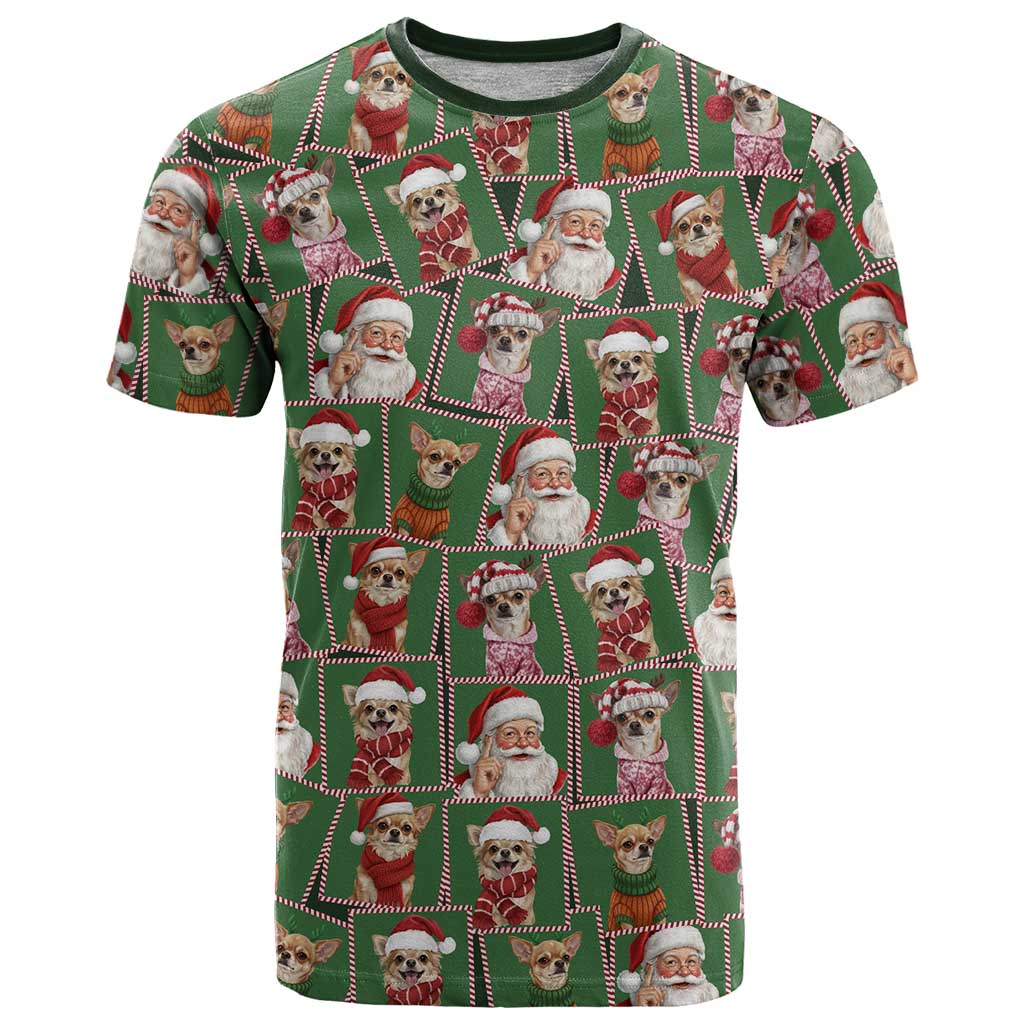 Chihuahua Santa Clau Christmas T Shirt Xmas Holiday Patterns - Wonder Print Shop