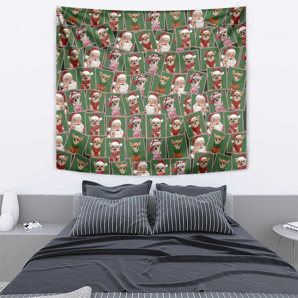 Chihuahua Santa Clau Christmas Tapestry Xmas Holiday Patterns - Wonder Print Shop