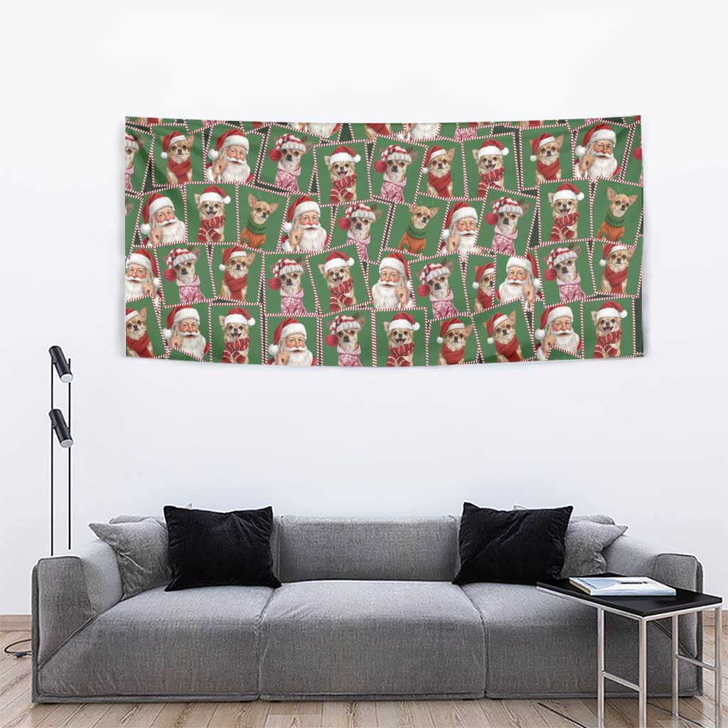 Chihuahua Santa Clau Christmas Tapestry Xmas Holiday Patterns - Wonder Print Shop