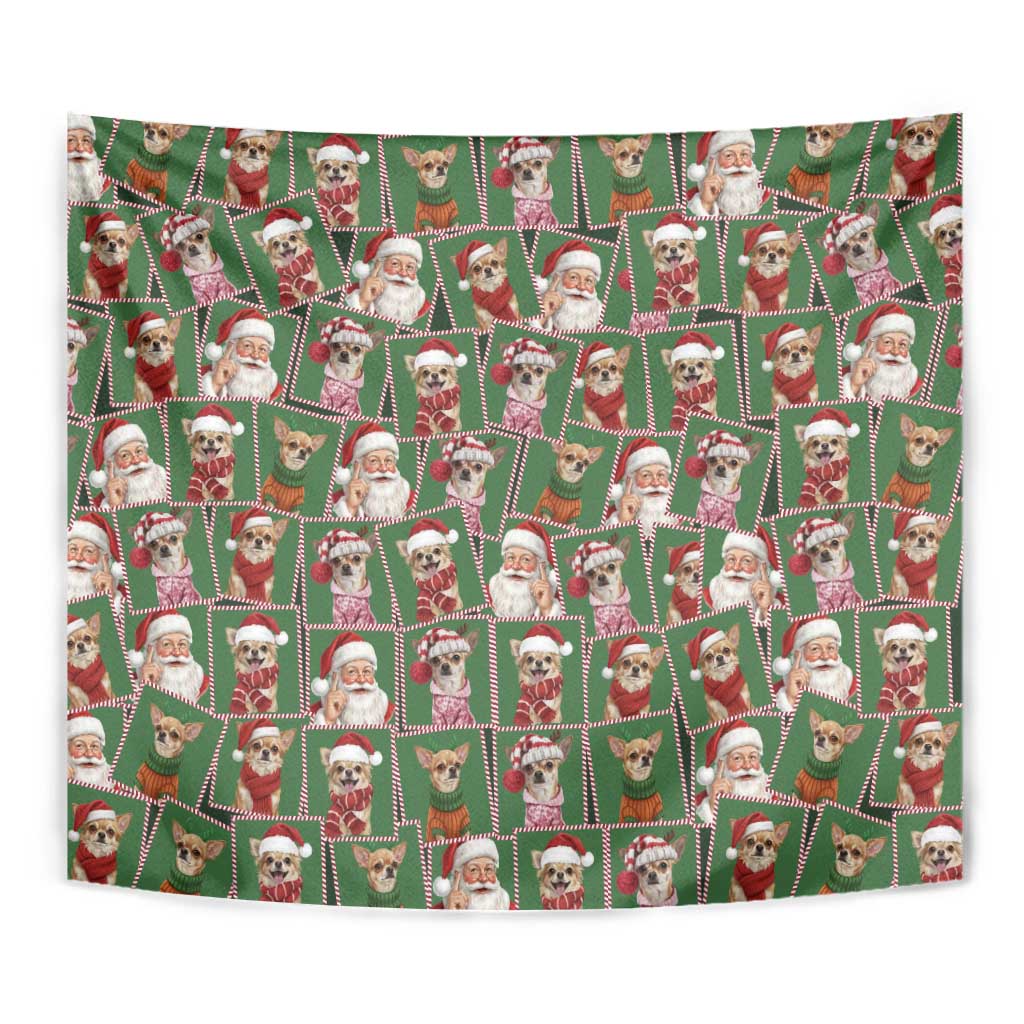 Chihuahua Santa Clau Christmas Tapestry Xmas Holiday Patterns - Wonder Print Shop