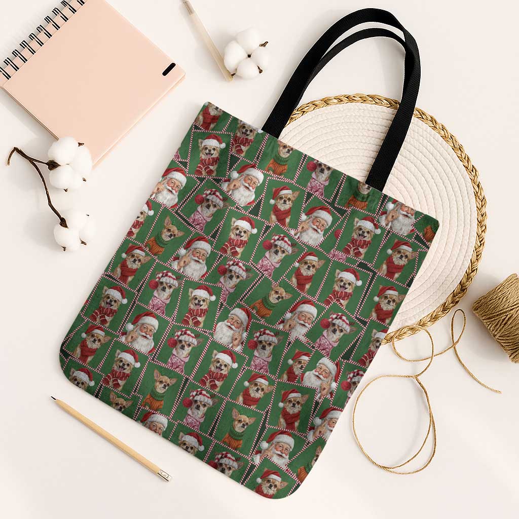 Chihuahua Santa Clau Christmas Tote Bag Xmas Holiday Patterns - Wonder Print Shop