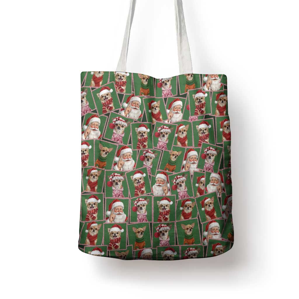 Chihuahua Santa Clau Christmas Tote Bag Xmas Holiday Patterns - Wonder Print Shop