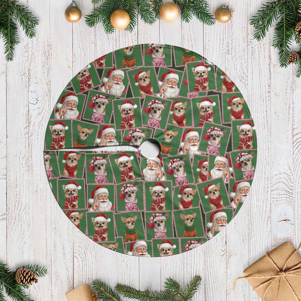 Chihuahua Santa Clau Christmas Tree Skirt Xmas Holiday Patterns - Wonder Print Shop