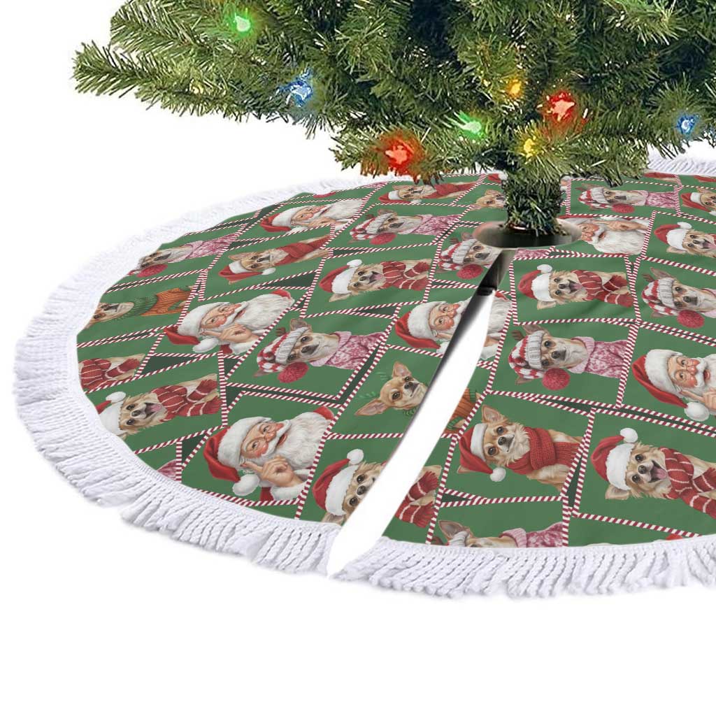 Chihuahua Santa Clau Christmas Tree Skirt Xmas Holiday Patterns - Wonder Print Shop