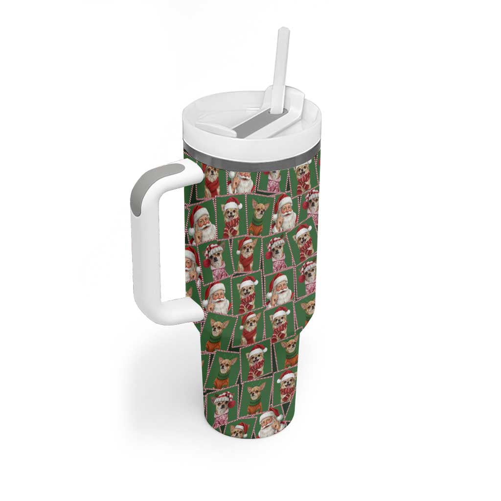 Chihuahua Santa Clau Christmas Tumbler With Handle Xmas Holiday Patterns - Wonder Print Shop
