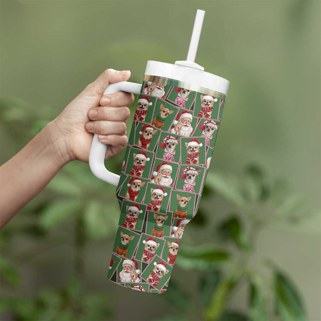 Chihuahua Santa Clau Christmas Tumbler With Handle Xmas Holiday Patterns - Wonder Print Shop