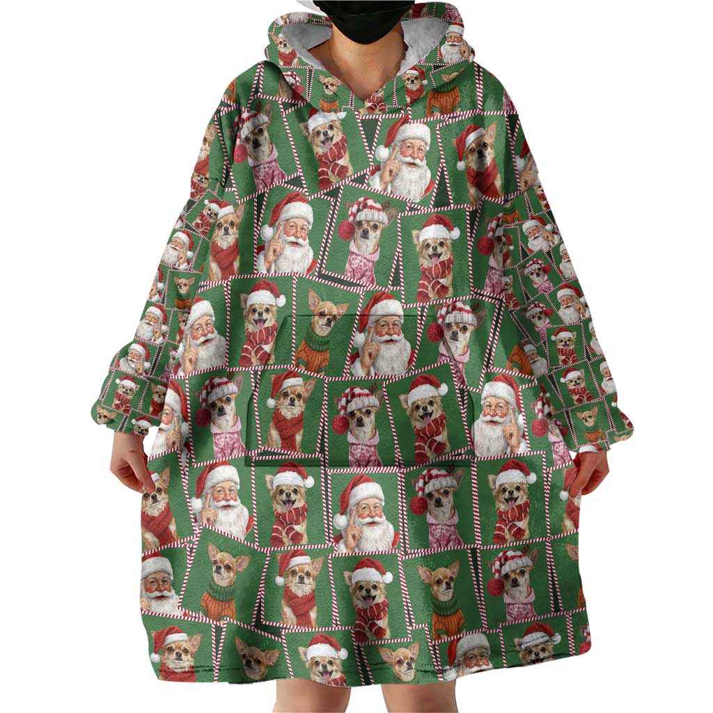 Chihuahua Santa Clau Christmas Wearable Blanket Hoodie Xmas Holiday Patterns - Wonder Print Shop