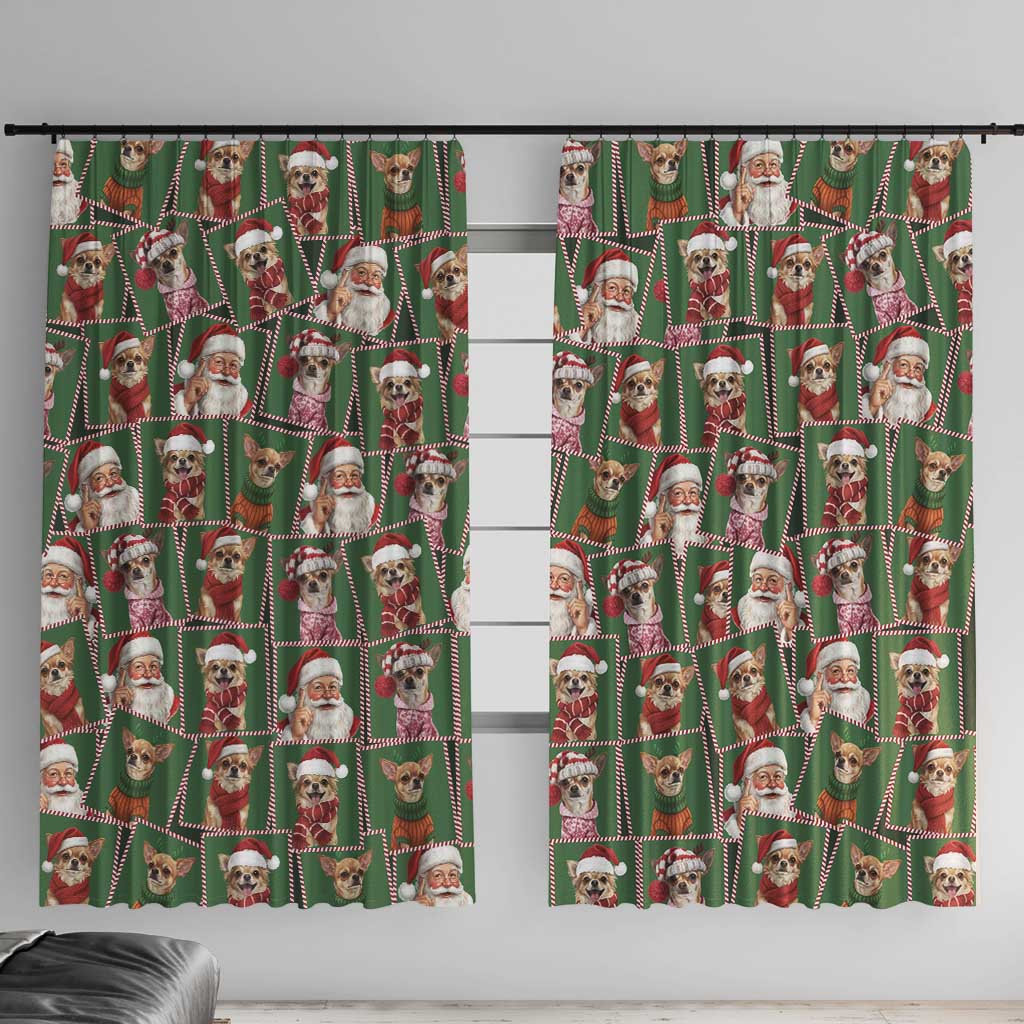 Chihuahua Santa Clau Christmas Window Curtain Xmas Holiday Patterns - Wonder Print Shop