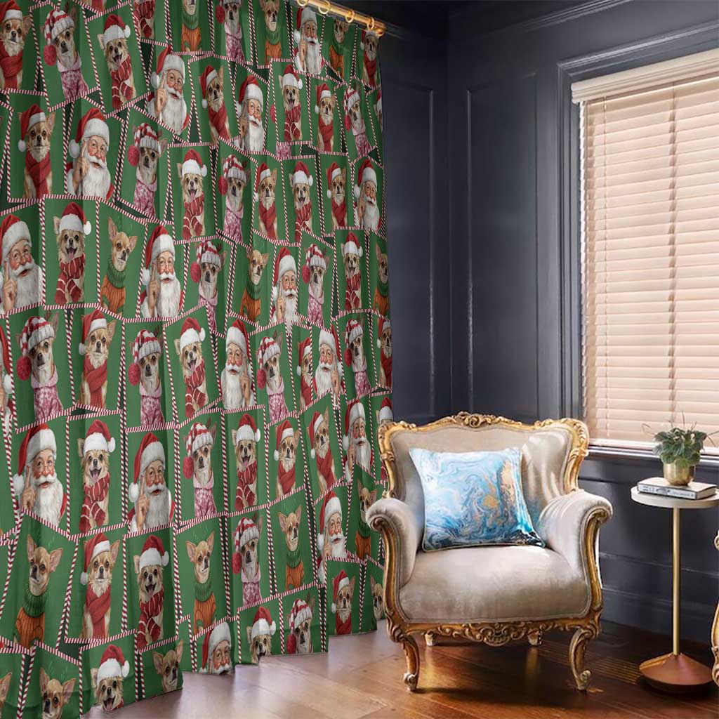 Chihuahua Santa Clau Christmas Window Curtain Xmas Holiday Patterns - Wonder Print Shop