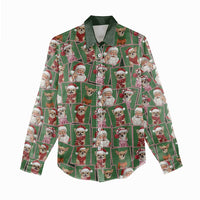 Chihuahua Santa Clau Christmas Women Casual Shirt Xmas Holiday Patterns - Wonder Print Shop
