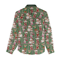 Chihuahua Santa Clau Christmas Women Casual Shirt Xmas Holiday Patterns - Wonder Print Shop