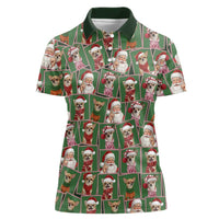 Chihuahua Santa Clau Christmas Women Polo Shirt Xmas Holiday Patterns - Wonder Print Shop