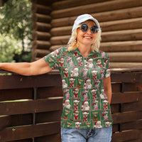 Chihuahua Santa Clau Christmas Women Polo Shirt Xmas Holiday Patterns - Wonder Print Shop