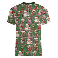 Chihuahua Santa Clau Christmas Women V-Neck T-Shirt Xmas Holiday Patterns - Wonder Print Shop