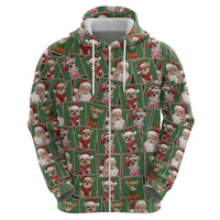 Chihuahua Santa Clau Christmas Zip Hoodie Xmas Holiday Patterns - Wonder Print Shop