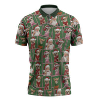 Chihuahua Santa Clau Christmas Zipper Polo Shirt Xmas Holiday Patterns - Wonder Print Shop