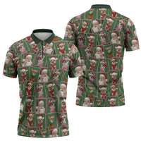 Chihuahua Santa Clau Christmas Zipper Polo Shirt Xmas Holiday Patterns - Wonder Print Shop
