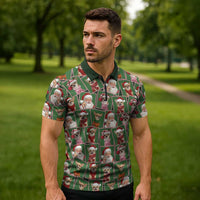 Chihuahua Santa Clau Christmas Zipper Polo Shirt Xmas Holiday Patterns - Wonder Print Shop