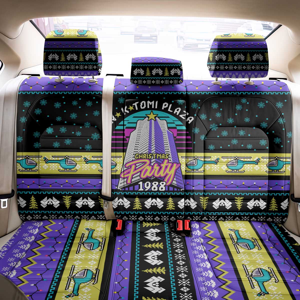 Christmas Party 1988 Nakatomi Plaza Back Car Seat Cover Xmas Holiday Patterns - Wonder Print Shop