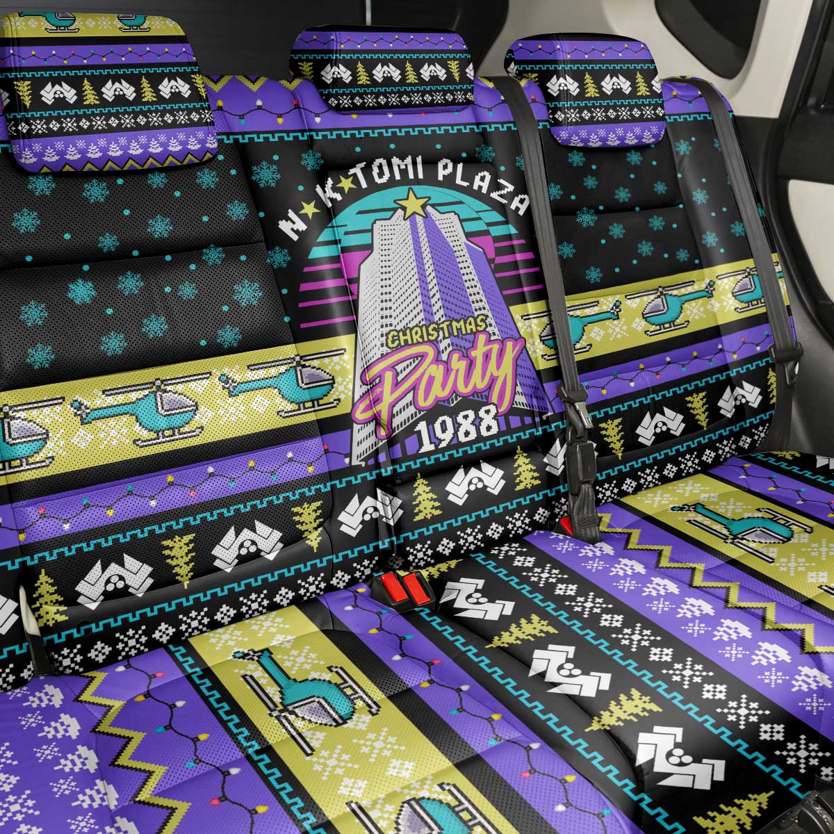 Christmas Party 1988 Nakatomi Plaza Back Car Seat Cover Xmas Holiday Patterns - Wonder Print Shop