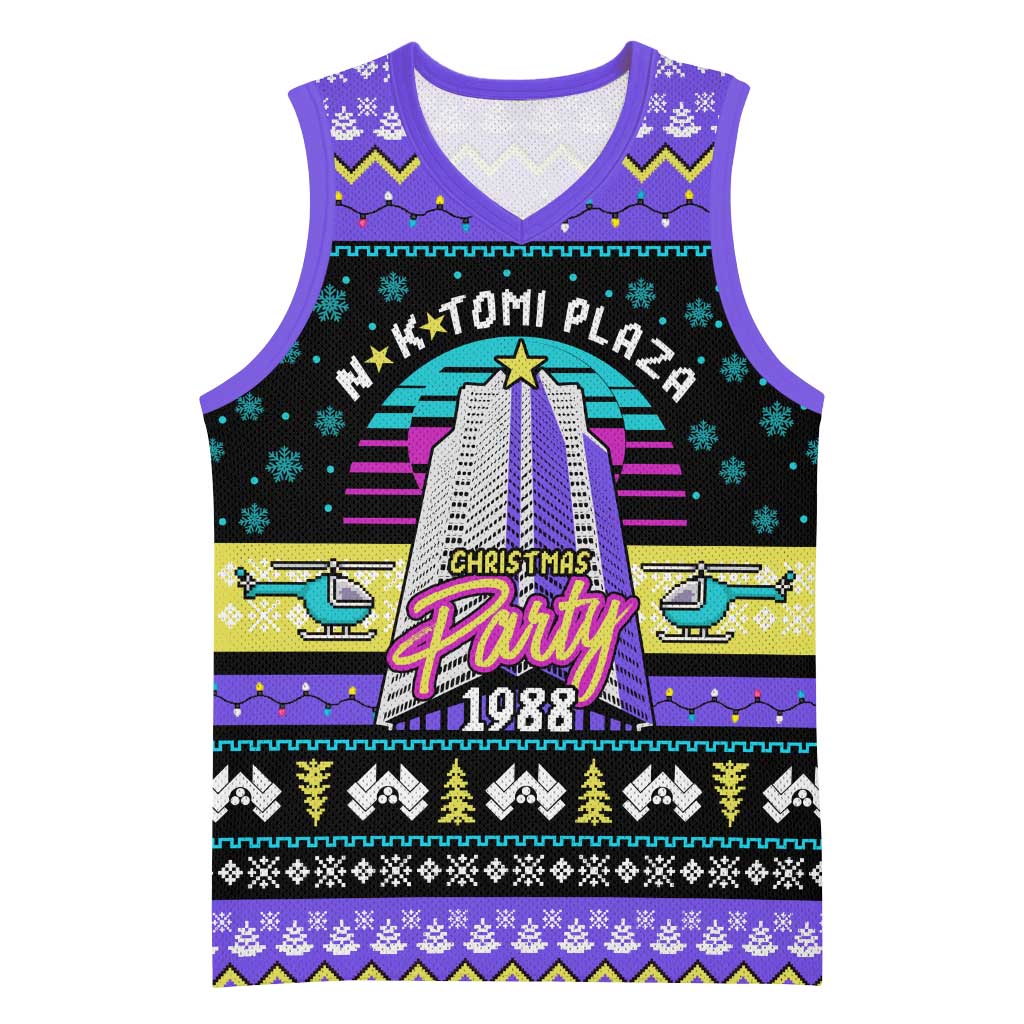 Christmas Party 1988 Nakatomi Plaza Basketball Jersey Xmas Holiday Patterns - Wonder Print Shop