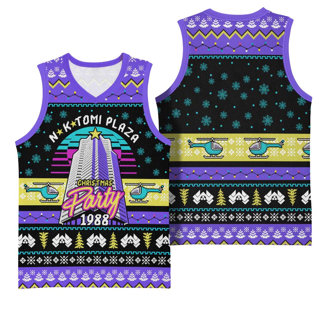 Christmas Party 1988 Nakatomi Plaza Basketball Jersey Xmas Holiday Patterns - Wonder Print Shop