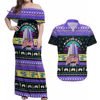 Christmas Party 1988 Nakatomi Plaza Couples Matching Off Shoulder Maxi Dress and Hawaiian Shirt Xmas Holiday Patterns - Wonder Print Shop