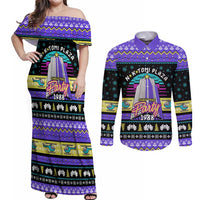 Christmas Party 1988 Nakatomi Plaza Couples Matching Off Shoulder Maxi Dress and Long Sleeve Button Shirt Xmas Holiday Patterns - Wonder Print Shop