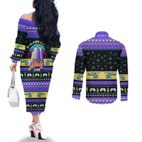 Christmas Party 1988 Nakatomi Plaza Couples Matching Off The Shoulder Long Sleeve Dress and Long Sleeve Button Shirt Xmas Holiday Patterns - Wonder Print Shop