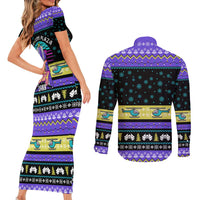 Christmas Party 1988 Nakatomi Plaza Couples Matching Short Sleeve Bodycon Dress and Long Sleeve Button Shirt Xmas Holiday Patterns - Wonder Print Shop