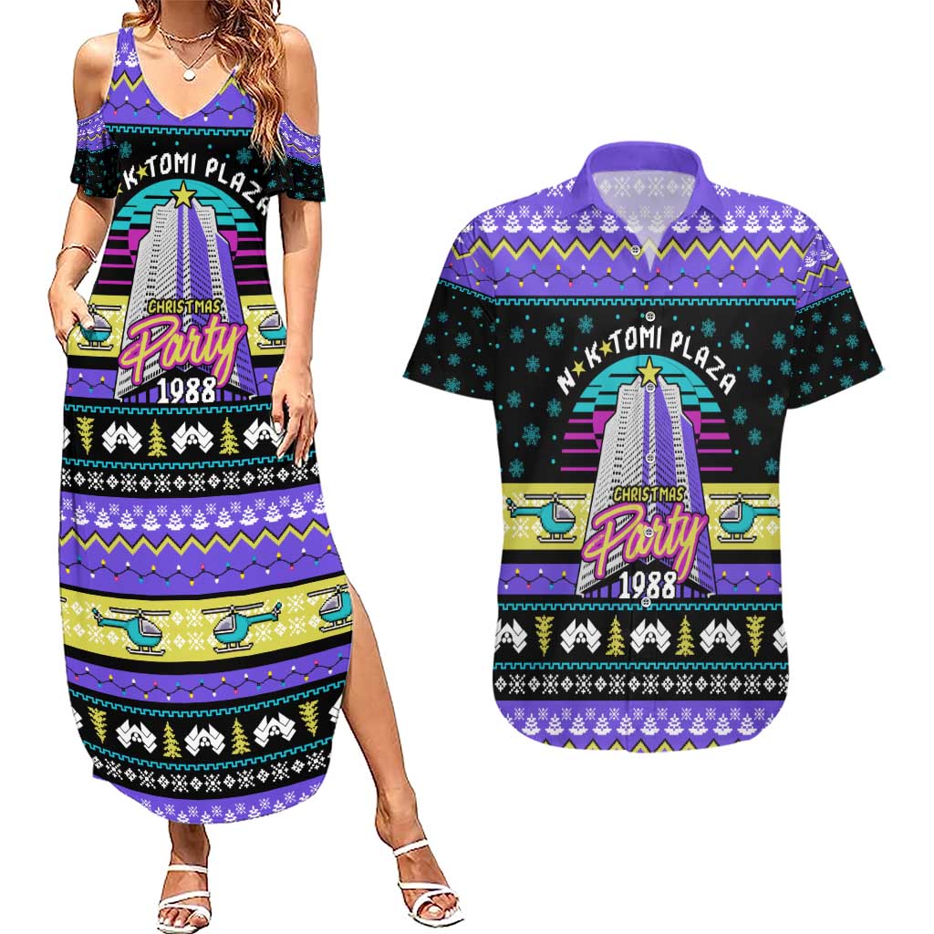 Christmas Party 1988 Nakatomi Plaza Couples Matching Summer Maxi Dress and Hawaiian Shirt Xmas Holiday Patterns - Wonder Print Shop