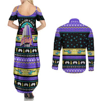 Christmas Party 1988 Nakatomi Plaza Couples Matching Summer Maxi Dress and Long Sleeve Button Shirt Xmas Holiday Patterns - Wonder Print Shop