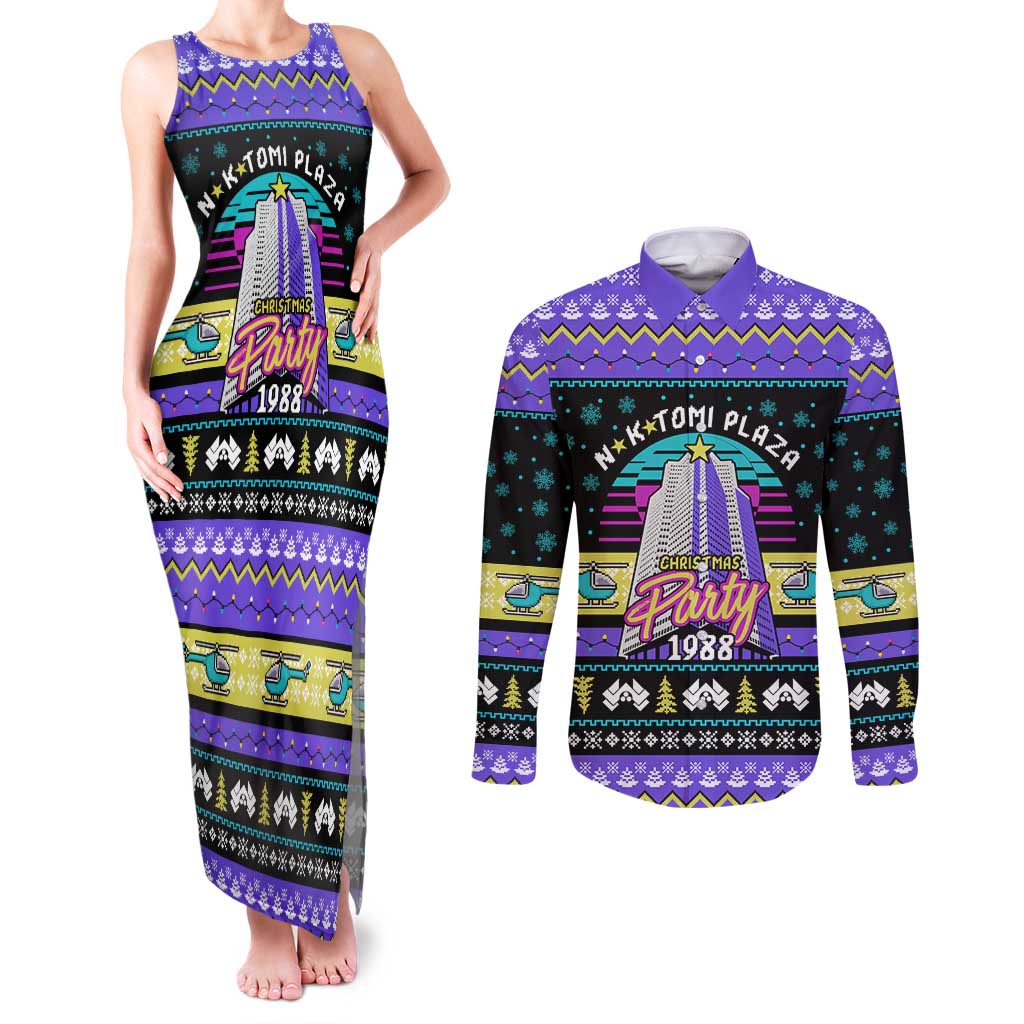 Christmas Party 1988 Nakatomi Plaza Couples Matching Tank Maxi Dress and Long Sleeve Button Shirt Xmas Holiday Patterns - Wonder Print Shop