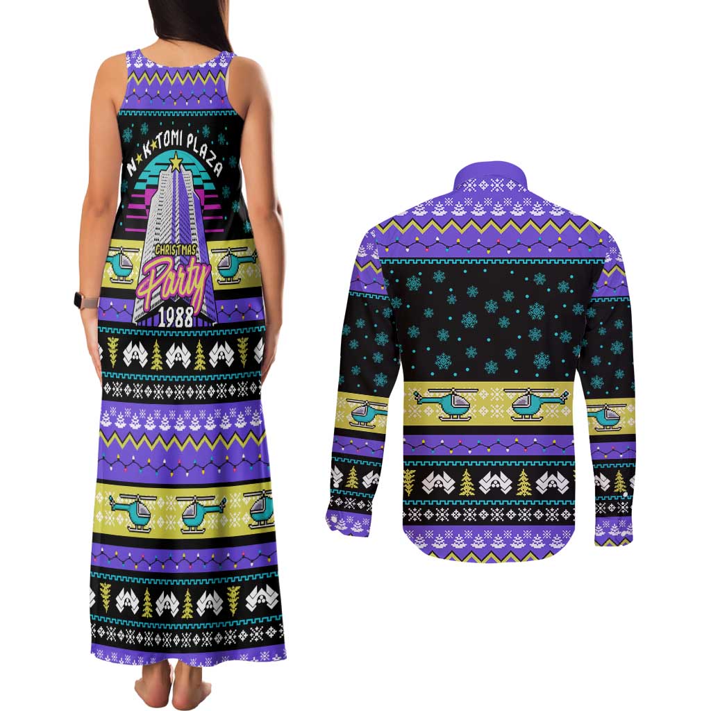 Christmas Party 1988 Nakatomi Plaza Couples Matching Tank Maxi Dress and Long Sleeve Button Shirt Xmas Holiday Patterns - Wonder Print Shop