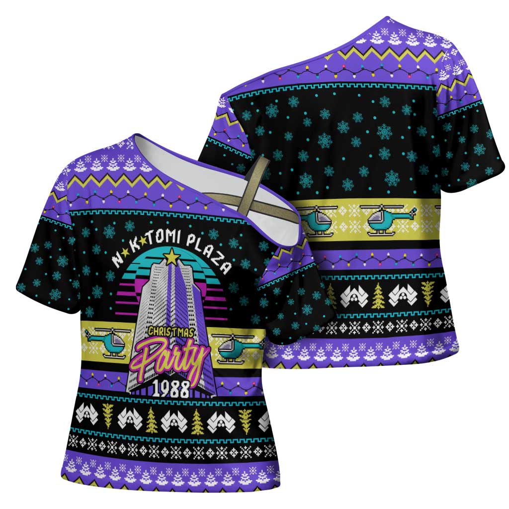 Christmas Party 1988 Nakatomi Plaza Cross Shoulder Shirt Xmas Holiday Patterns - Wonder Print Shop