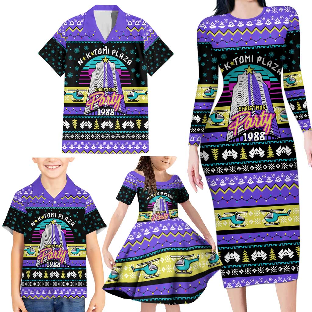 Christmas Party 1988 Nakatomi Plaza Family Matching Long Sleeve Bodycon Dress and Hawaiian Shirt Xmas Holiday Patterns - Wonder Print Shop