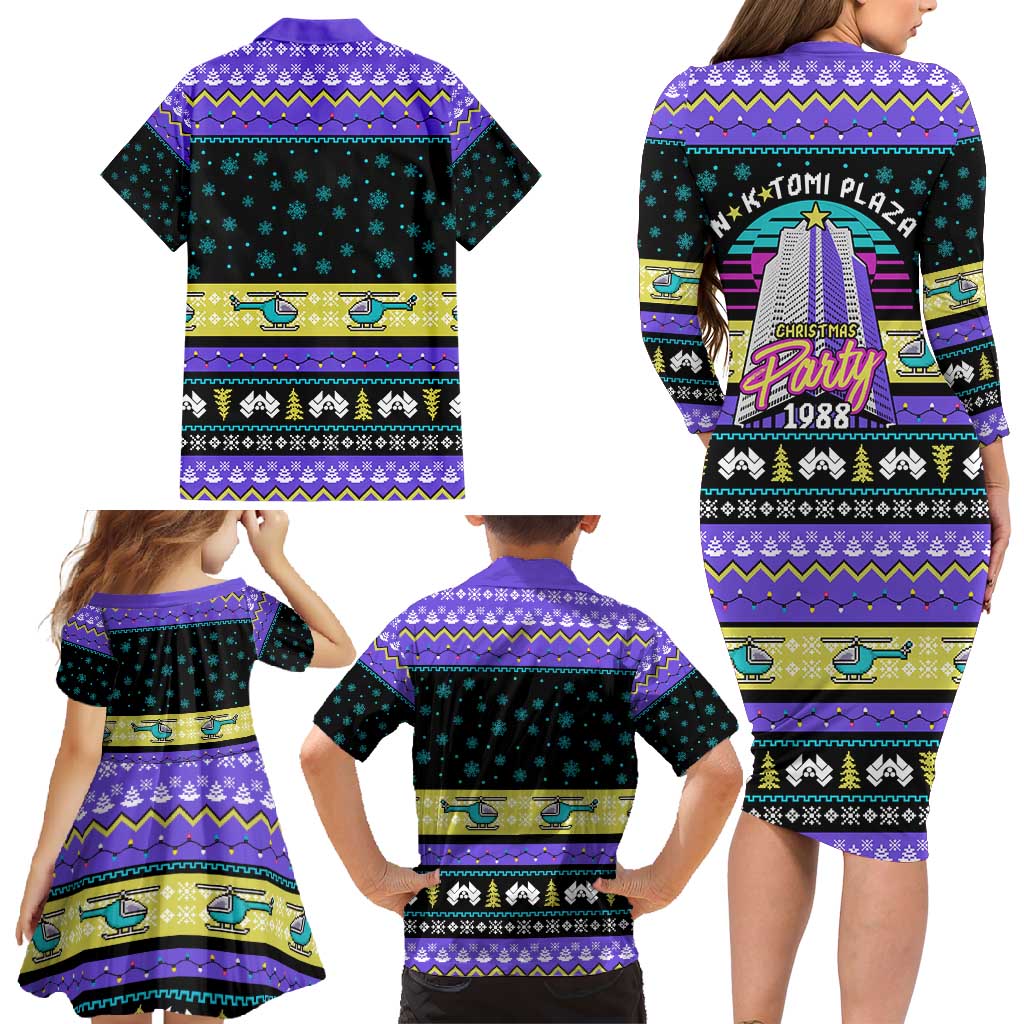 Christmas Party 1988 Nakatomi Plaza Family Matching Long Sleeve Bodycon Dress and Hawaiian Shirt Xmas Holiday Patterns - Wonder Print Shop